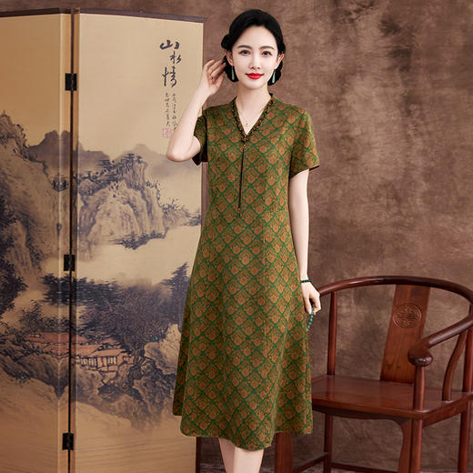KQ-621632花萝香云纱真丝旗袍改良年轻款气质民国风复古桑蚕丝连衣裙日常穿 商品图3