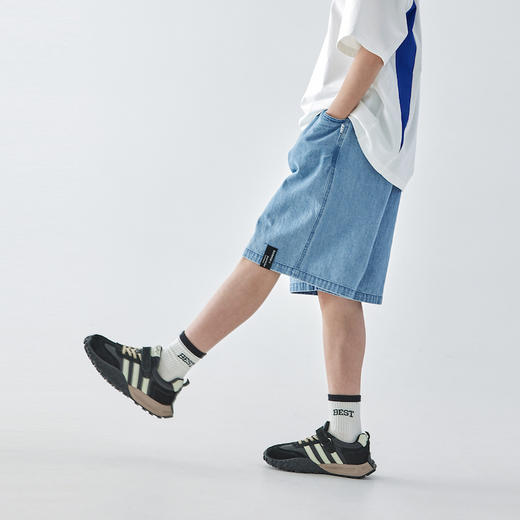 蓝汽水宽松牛仔短裤883B256052JX 商品图3