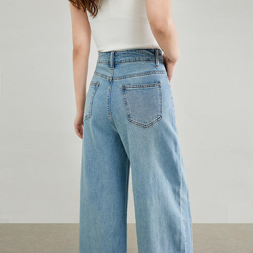 【专属特价】熙世界浅蓝天丝棉牛仔裤女宽松阔腿裤淡人穿搭小个子九分裤子夏季 商品图4