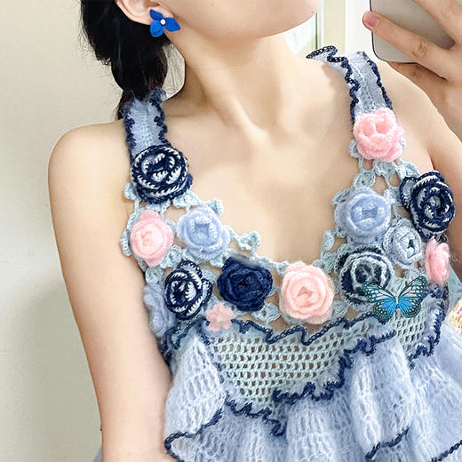 苏苏姐家遇见蔷薇手工DIY编织钩针背心毛线团打发时间自制材料包 商品图1