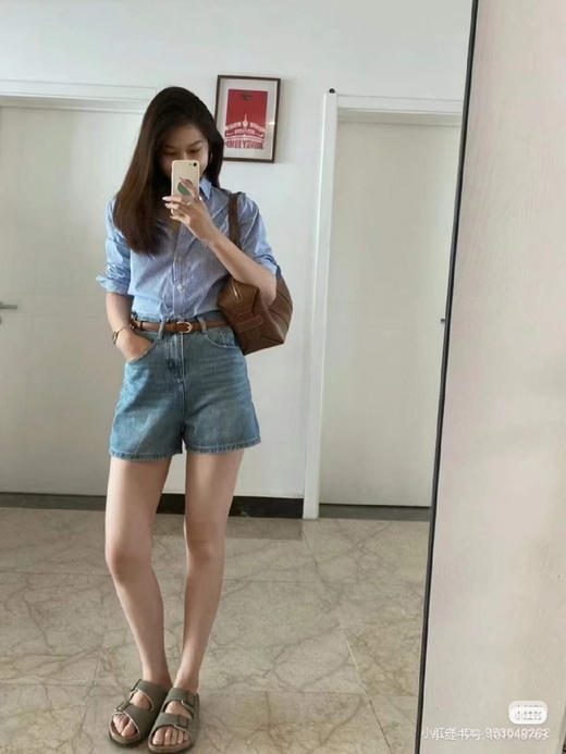 519-10 独家圆正 miu 重工酵素水洗 高腰A字版型 复古时髦牛仔短裤 热裤 我穿40 商品图9