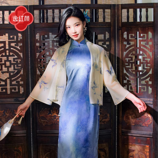 逸红颜 蔓蝶 2025夏新品温婉仙气蝴蝶蕾丝新中式外搭旗袍开衫女 商品图2