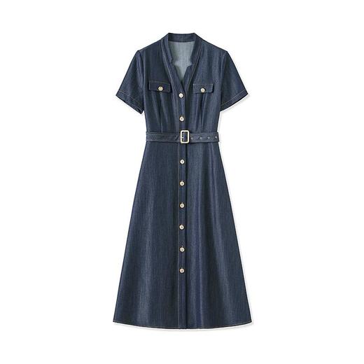 「高货wl」全新升级【铂金会员358/天猫479/差价121】(13551)洛诗琳简约摩登衬衫连衣裙2025夏季新款收腰显瘦牛仔裙 商品图4