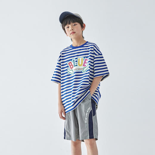 蓝汽水条纹印花T恤856B256037JX 商品图2