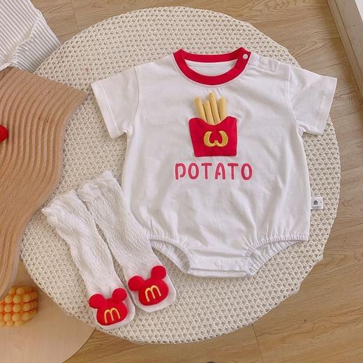 送袜子！【超萌设计，宝宝穿上超可爱！】婴儿衣服夏装包屁衣薄款 新生儿男宝宝连体衣 超萌百天满月哈衣夏季-QQ 商品图1