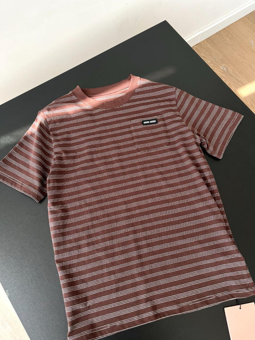 出口内销原单MIU老钱风美拉德对位细条T恤 美拉德条 商品图14