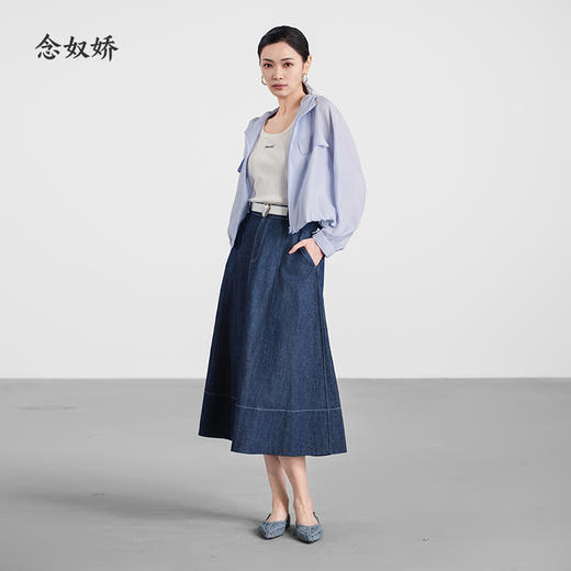 【商场同款】CNS5585 “ 温雅牛仔裙 ”后腰的松紧 A版牛仔半裙 商品图3