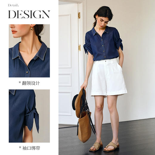 Olrain欧芮儿牛仔衬衫女2025春季新款复古港风翻领外套小个子宽松 商品图1