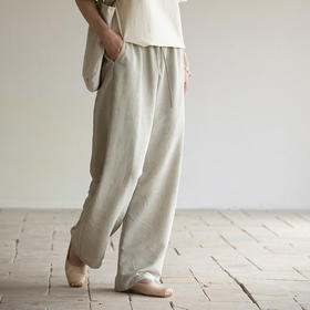 牧衣游原创 提花宽松裤子女夏新款轻薄清凉松紧腰百搭休闲裤 归丛