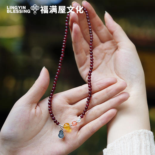 【灵隠景区直发】石榴石女款手串925银定制配件精致朱砂玛瑙多圈单圈手链   3-5天发货 商品图3