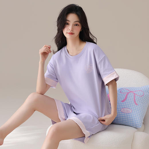 I‘d爱帝女士夏季透气纯棉短袖家居套装 商品图3