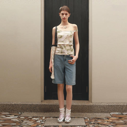 lost in echo2025夏季新款度假印花收腰舒适透气工字吊带背心女 商品图0