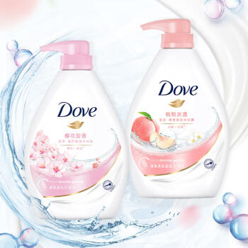 多芬清爽沐浴露持久留香套装樱花1kg+白桃1kg 送300g+190g /个人护理 /身体护理 /沐浴露 商品图0