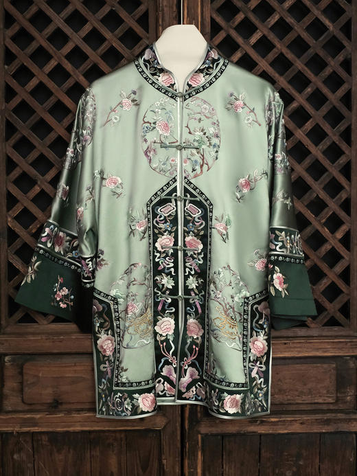 盛唐牡丹大师系列| 重工刺绣牡丹团花外套-绿色 商品图0