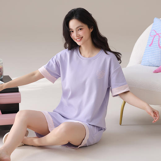I‘d爱帝女士夏季透气纯棉短袖家居套装 商品图4