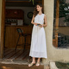 OLrain欧芮儿白色法式收腰连衣裙女夏季2025新款领口蕾丝设计长裙 商品缩略图2