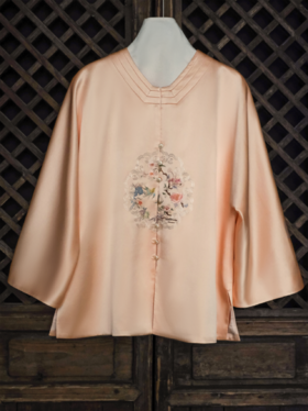 盛唐牡丹大师系列| 喜上眉梢丝毛手绣外套-粉红