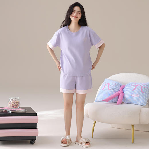 I‘d爱帝女士夏季透气纯棉短袖家居套装 商品图6