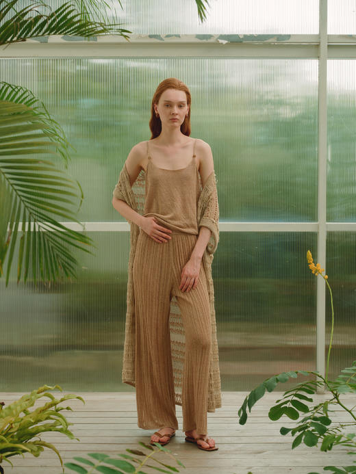 ZAANLI｜ZNSS25029 汉麻天丝肌理针织长裤 [ 棕 / 绿 ] 商品图7