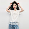 【专属特价】熙世界白色蕾丝拼接短袖T恤女2025年夏季新款宽松休闲独特V领上衣 商品缩略图3