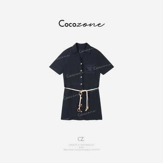 COCO ZONE 刘一一  【莱赛尔亚麻混纺】单排扣修身连衣裙CD1A0884 商品图3