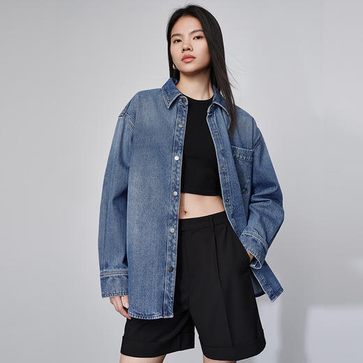 simplepieces春秋新品SPS衬衫女衬衫式牛仔夹克 商品图1