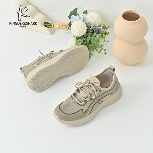 经典鲨2025年夏季新品时尚拼色男士透气不闷脚平底系带休闲鞋KW10-526031 商品图4