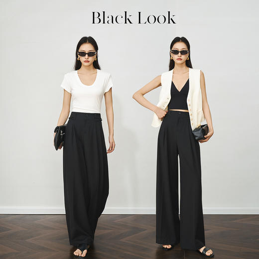 OLrain欧芮儿灰色阔腿裤夏季2025新款高腰显瘦休闲垂感直筒西装裤 商品图2