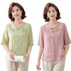 W574-25032单件上衣-80-138妈妈装夏装T恤薄款洋气小衫高贵中老年女母亲衣服国风新中式上衣 商品缩略图4