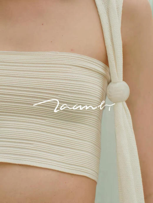 ZAANLI｜ZNSS25006 人造丝肌理针织抹胸 [ 白 ] 商品图3