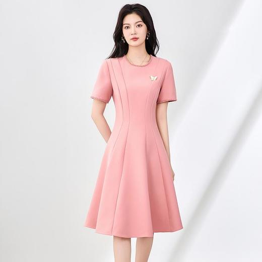 「高货wl」全新升级【铂金会员358/天猫479/差价121】(10113)洛诗琳优雅通勤钉珠连衣裙2025气质修身显瘦收腰大摆裙子 商品图0