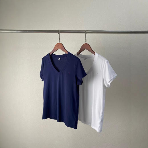 小马标!二色!V领!2025夏季短袖上衣休闲显瘦百搭女新款! 商品图4