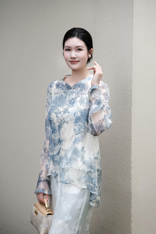 盛唐牡丹| 真丝雪纺不规则上衣 商品图5