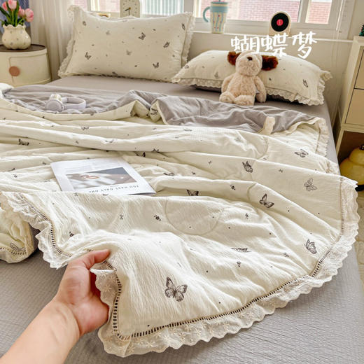 福利款 !有氧木棉皱皱泡泡纱夏被四件套 夏被+床单+枕套全搞定 非全棉 可水洗机洗 商品图13