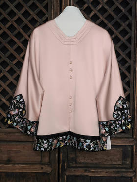 盛唐牡丹大师系列| 重工手绣石榴花丝毛外套-粉红