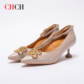 CHCH平衡鞋2025夏季新品细跟羊皮一字带女高跟鞋CP1B5103