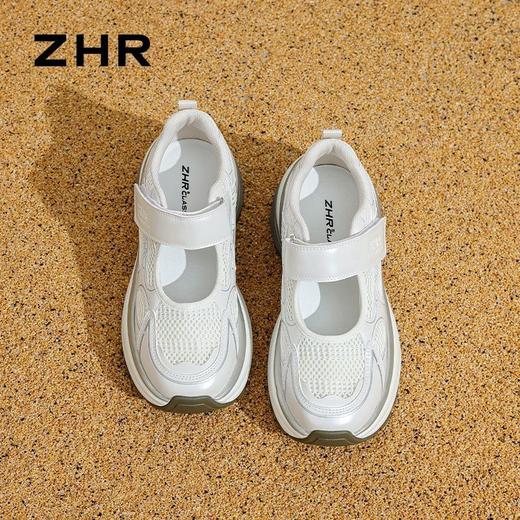 ZHR则则【6.5cm】厚底透气镂空老爹鞋女夏季魔术贴增高运动凉鞋女 商品图7