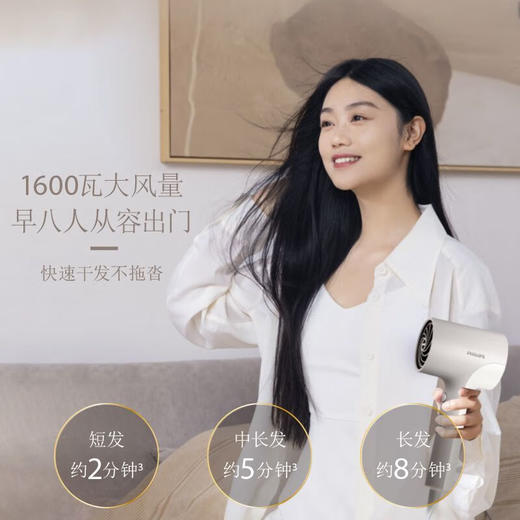 飞利浦PHILIPS智能家用负离子护发大风力速干便携电吹风BHD377/05 商品图1