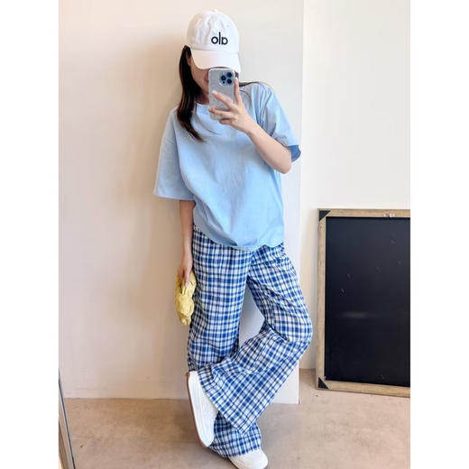 夏日时髦蓝格纹神裤 商品图3