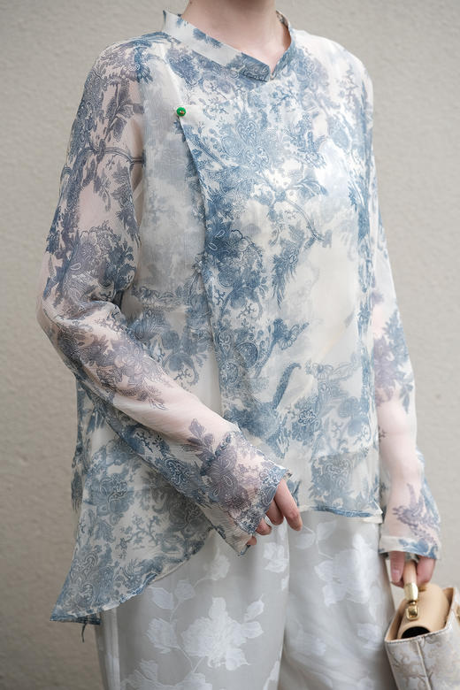 盛唐牡丹| 真丝雪纺不规则上衣 商品图3