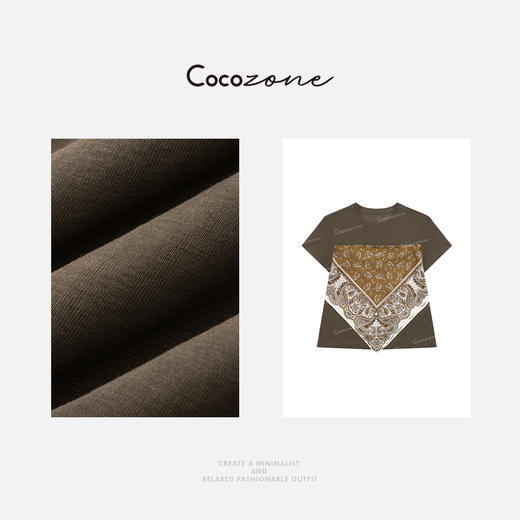 COCO ZONE 刘一一  【天丝羊毛混纺】圆领复古印花T恤CD2A1151 商品图4