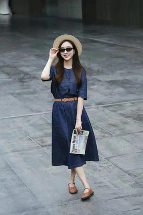 520-1 独家圆正 春夏薄款 斜纹棉弹牛仔布 中袖外套 半身裙 我穿38