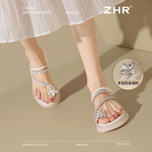 ZHR水钻凉鞋女2025新款超仙夹趾拖鞋爆款轻便两穿一脚蹬沙滩凉鞋 商品图5
