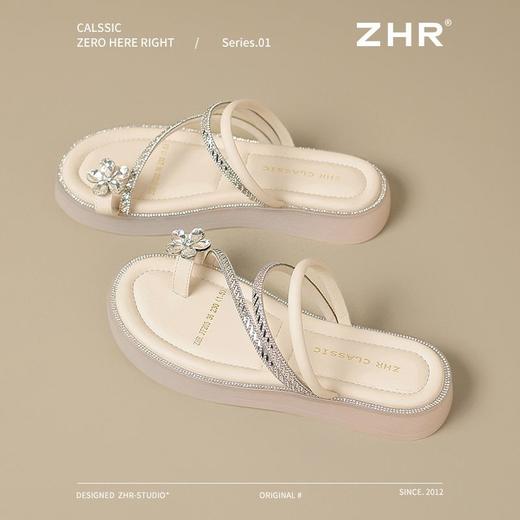 ZHR水钻凉鞋女2025新款超仙夹趾拖鞋爆款轻便两穿一脚蹬沙滩凉鞋 商品图7