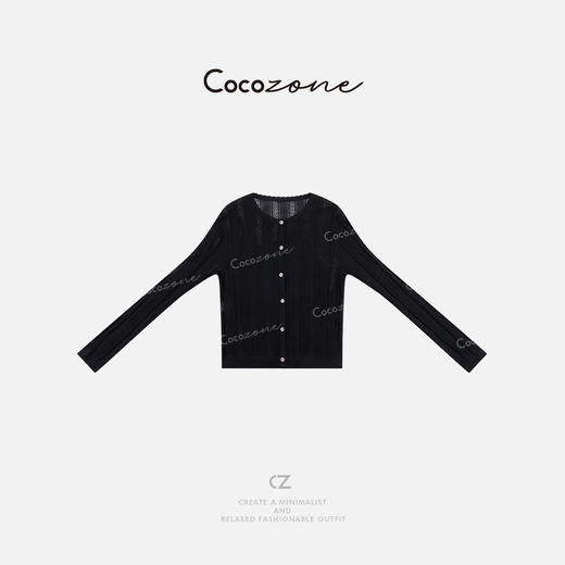 COCO ZONE 刘一一 【莱赛尔混纺】单排扣镂空毛织两件套CD1A0879 商品图0