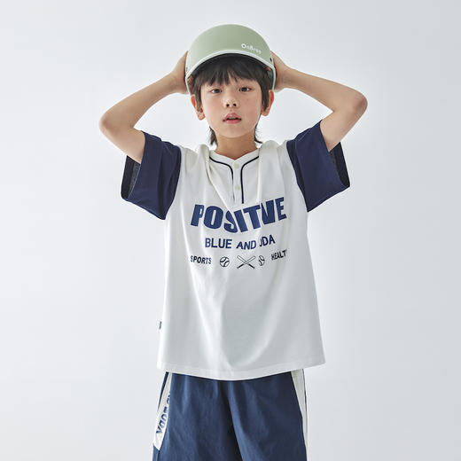 蓝汽水休闲撞色印花T恤856B256045JX 商品图2
