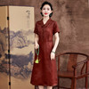 KQ-621627红莨香云纱连衣裙女2025夏季新中式桑蚕丝复古真丝裙子 商品缩略图0