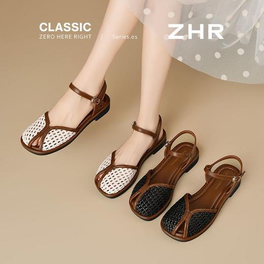 ZHR则则厚底罗马凉鞋2025夏季新款气质百搭编织凉鞋法式复古女鞋 商品图5