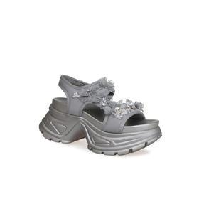 豪麟名鞋奥莱迪嘉女鞋凉鞋织物DJMEO51WL203灰色  原价1660元