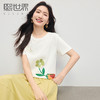 【专属特价】熙世界纯棉印花短袖T恤女2025年新款夏季宽松显瘦圆领设计感上衣 商品缩略图0